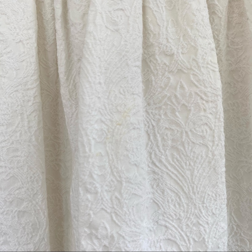 ZARA White Brocade V-Neck Summer Dress | Empire Waist Graduation Outfit - Picture 8 of 8